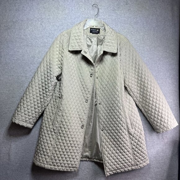Nordic Lights Women’s XL Quilted Jacket Taupe Beige Tan Snap Front Barn Coat - Picture 3 of 8